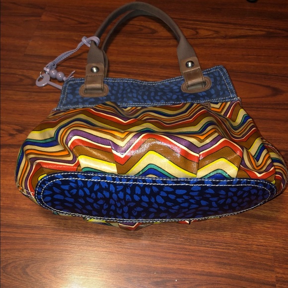 Fossil Key-Per Multi-Color Chevron Tote Bag#ZB5012 - Picture 13 of 16